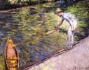 Gustave Caillebotte Boater Pulling on His Perissoire oil painting